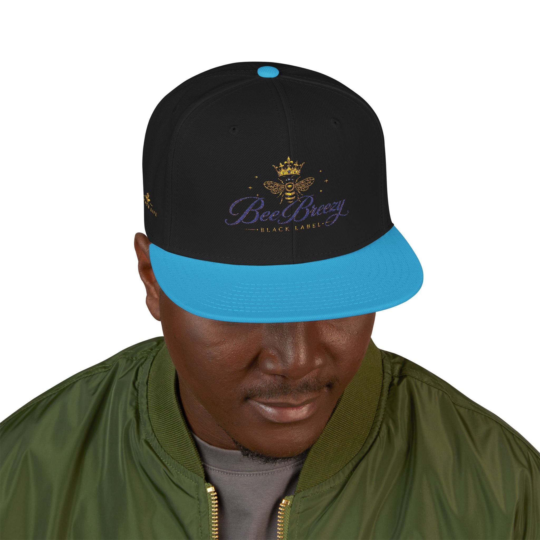 BeeBreezy Black Label Crowned Bee Embroidered Snapback Hat