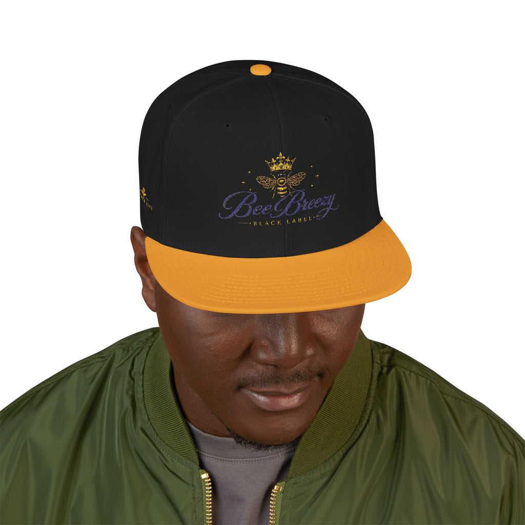 BeeBreezy Black Label Crowned Bee Embroidered Snapback Hat