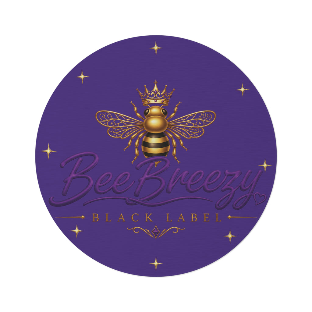 BeeBreezy Black Label Crowned Bee Round Rug