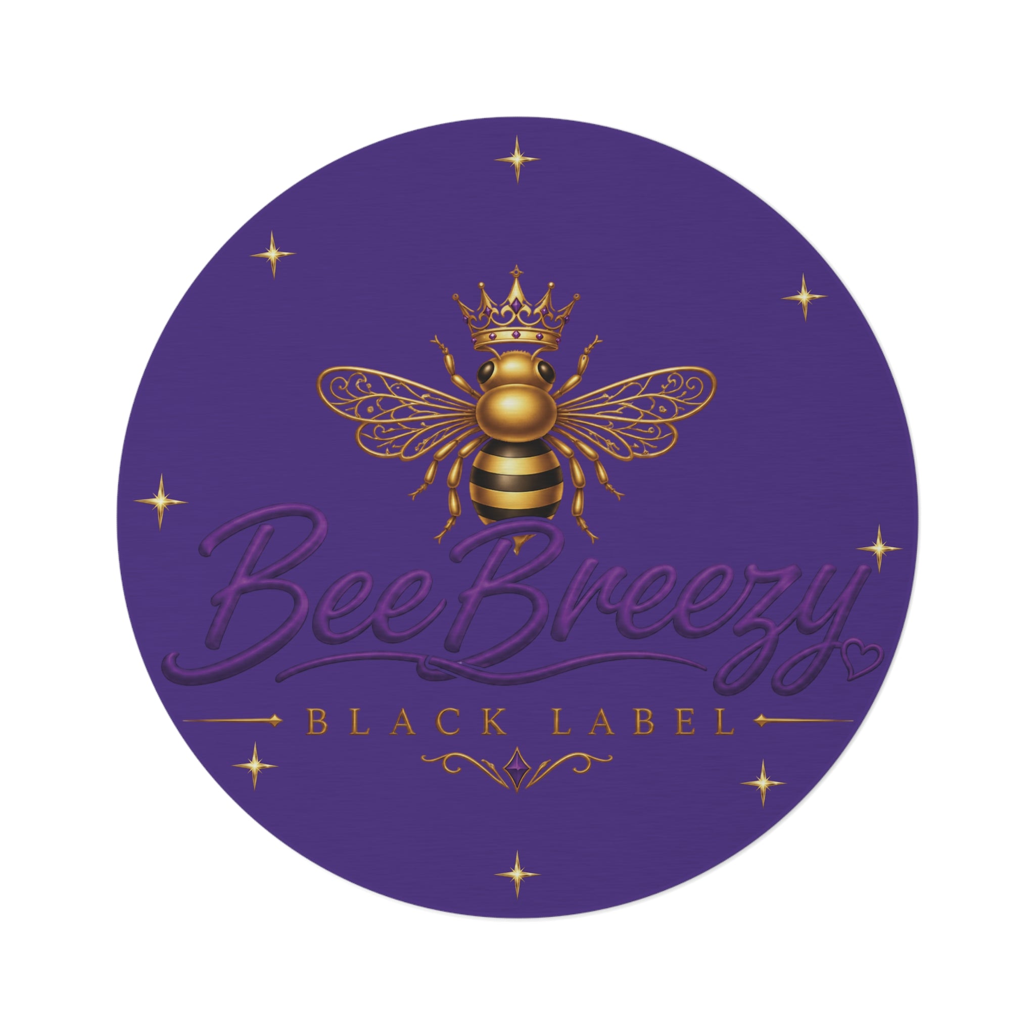 BeeBreezy Black Label Crowned Bee Round Rug