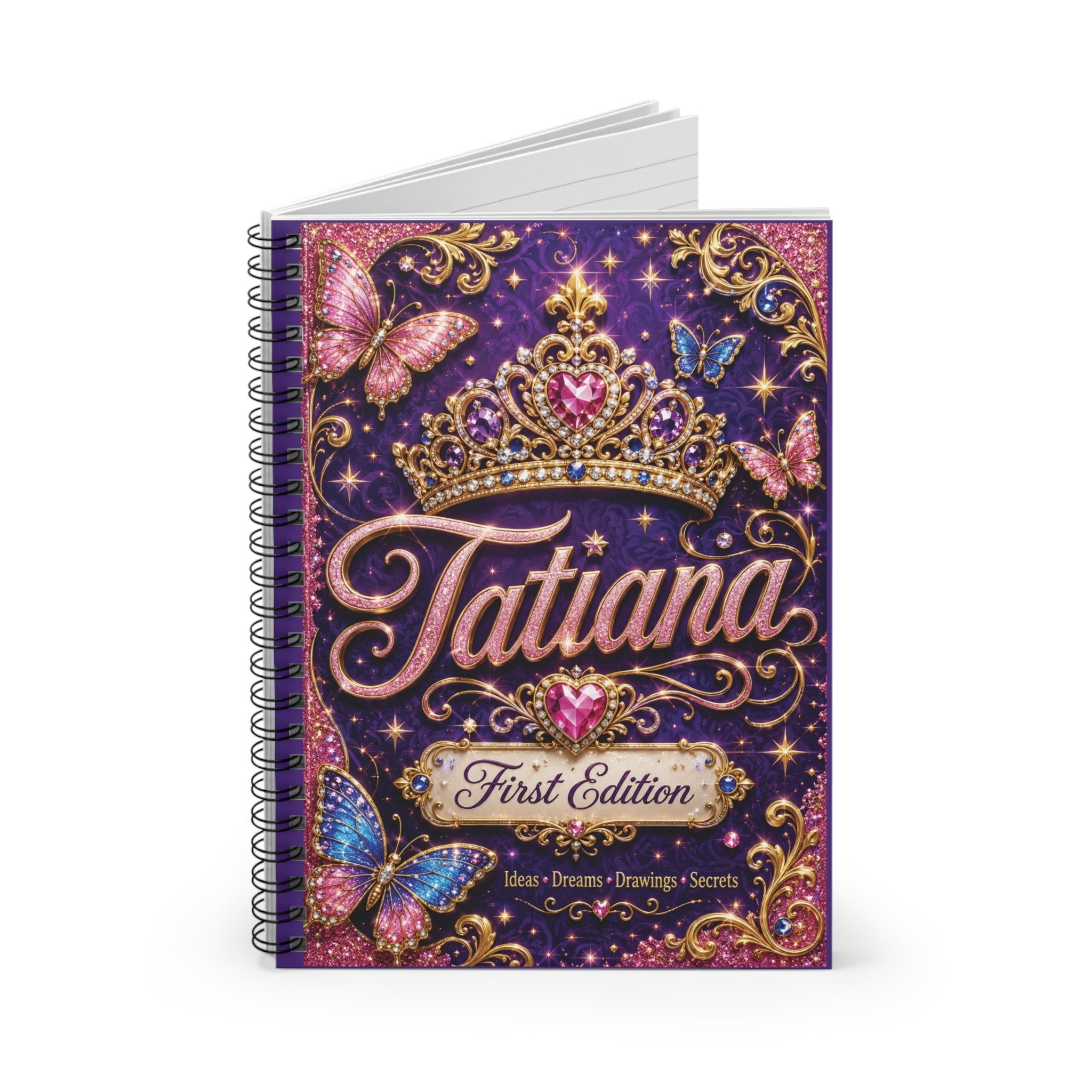 Personalized Princess Spiral Notebook — "First Edition" Custom Name Journal