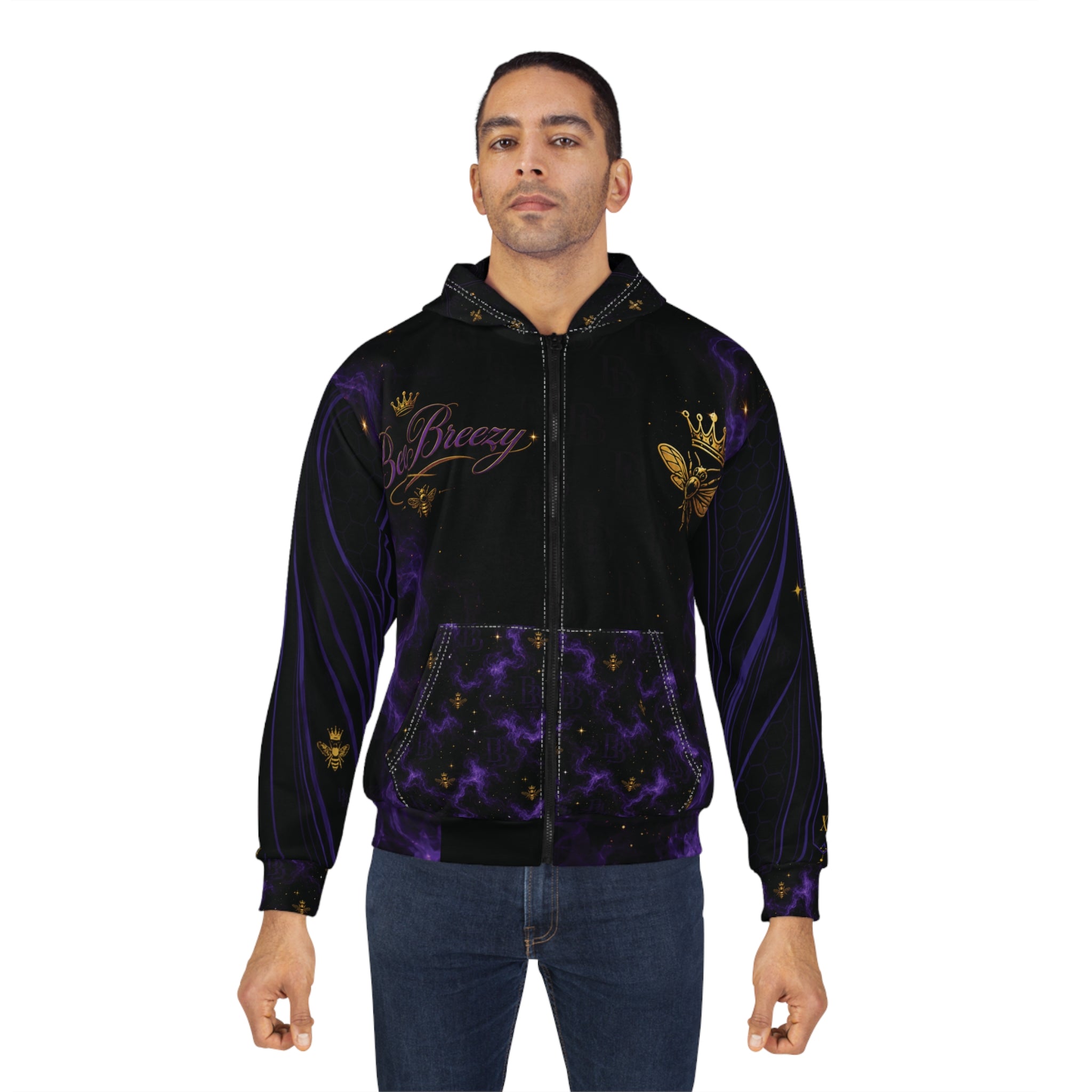 BeeBreezy Black Label Purple Storm Zip Hoodie – Unisex