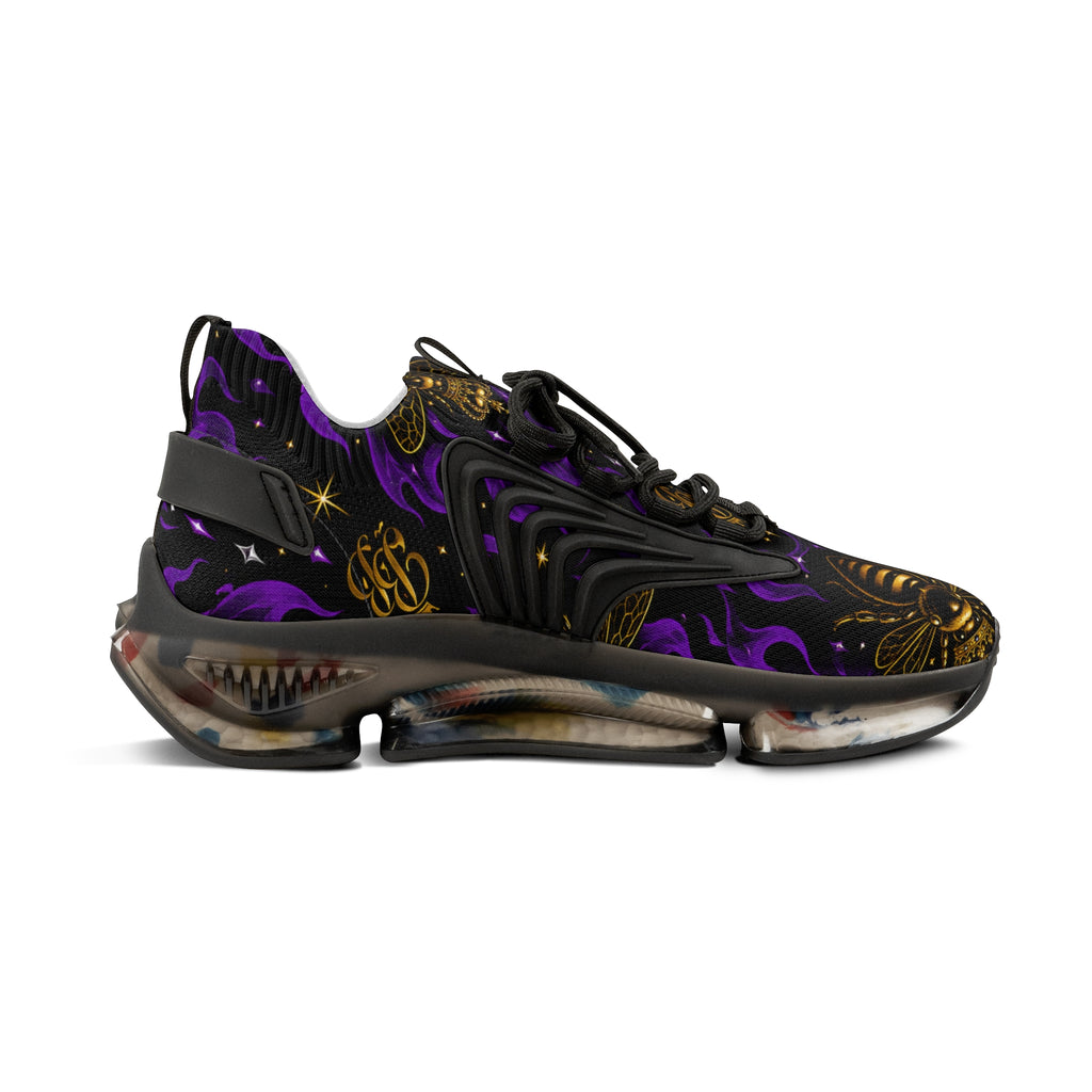 BeeBreezy Black Label Men's Purple Flame Mesh Sneakers
