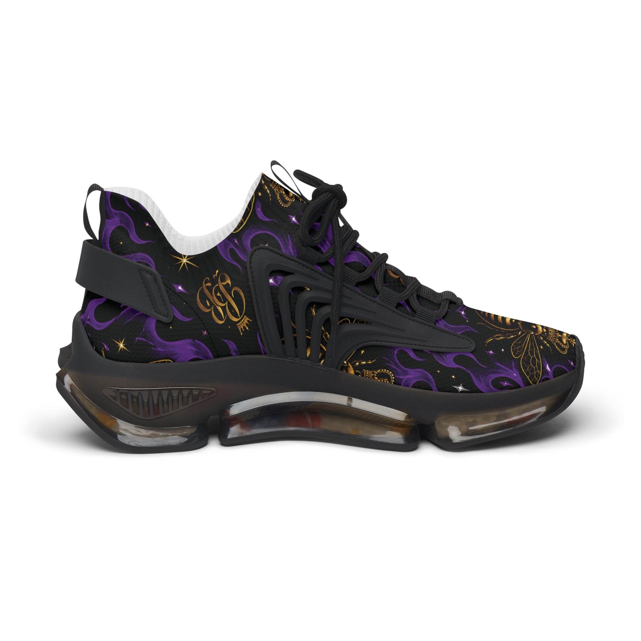 BeeBreezy Black Label Purple Flame Women’s Mesh Sneakers