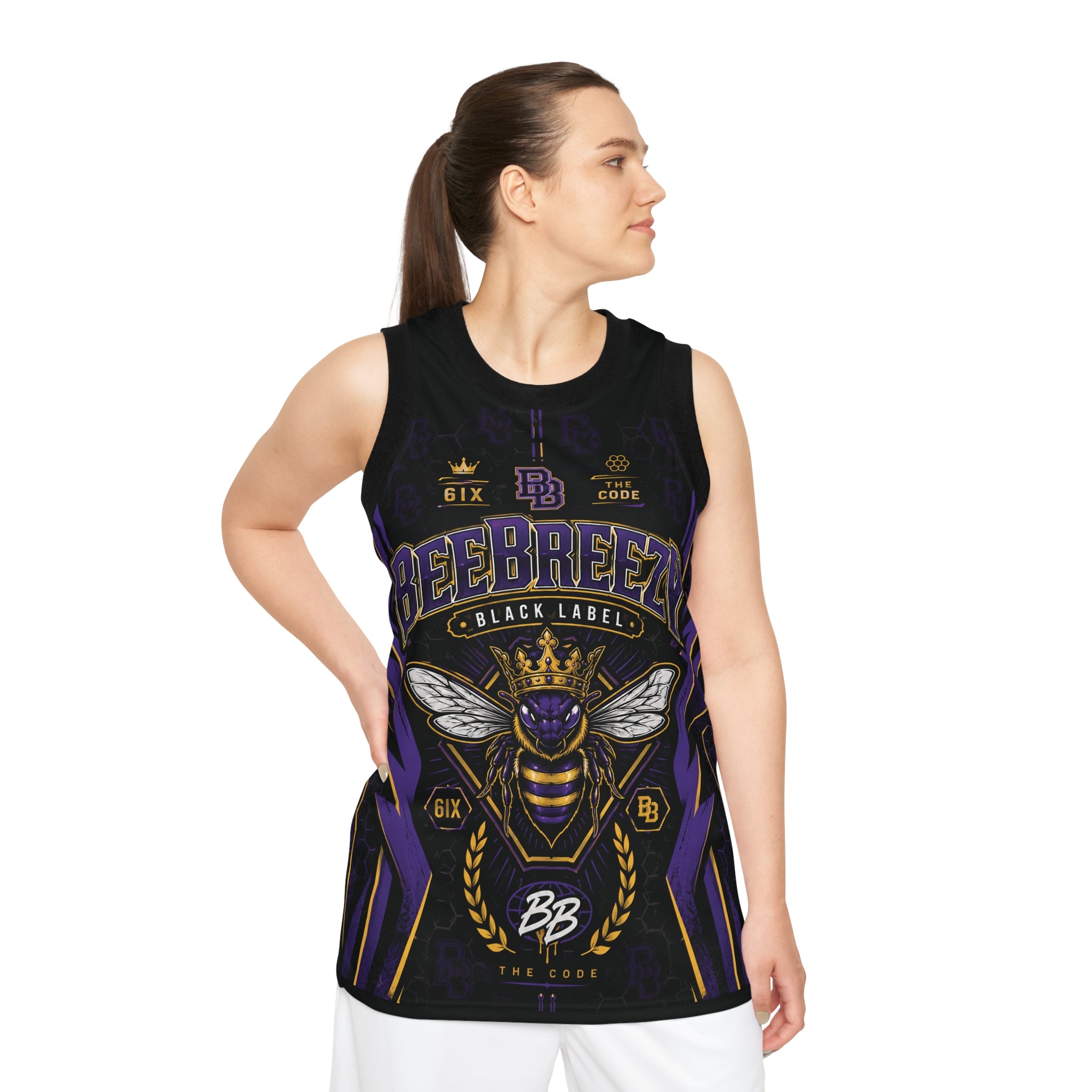 BeeBreezy Black Label Crowned Hive Basketball Jersey – Unisex