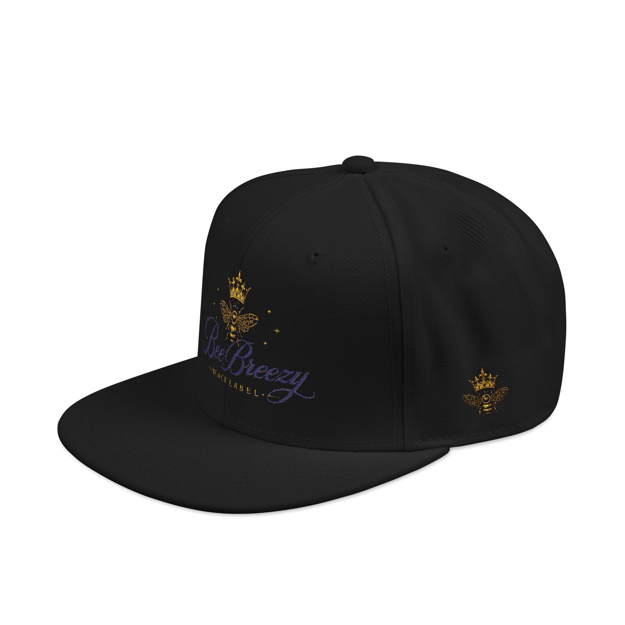BeeBreezy Black Label Crowned Bee Embroidered Snapback Hat