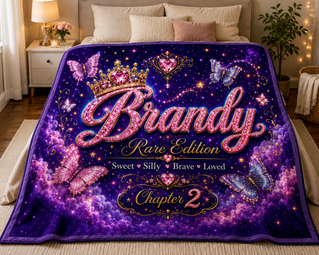 Personalized 'Rare Edition' Girls Velveteen Plush Blanket — Purple Galaxy Princess with Name & Chapter