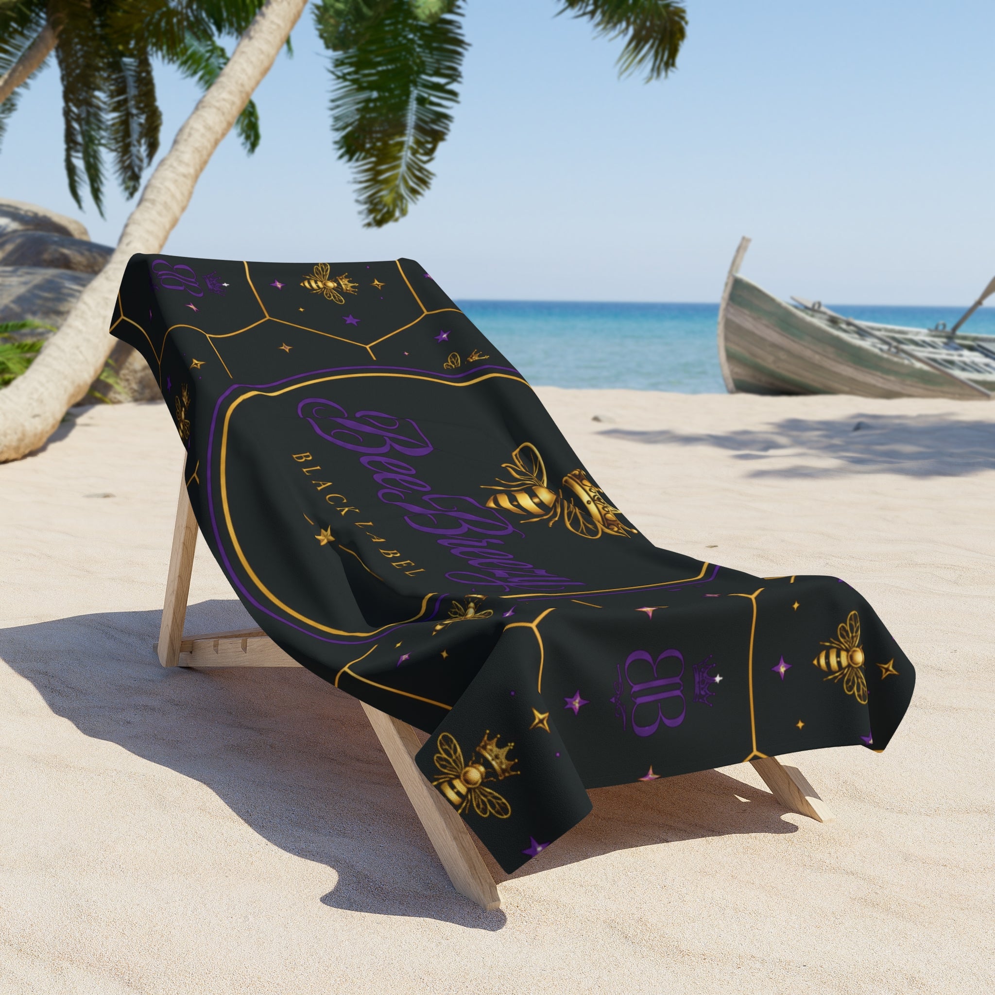 BeeBreezy Black Label Crowned Bee Luxury Towel