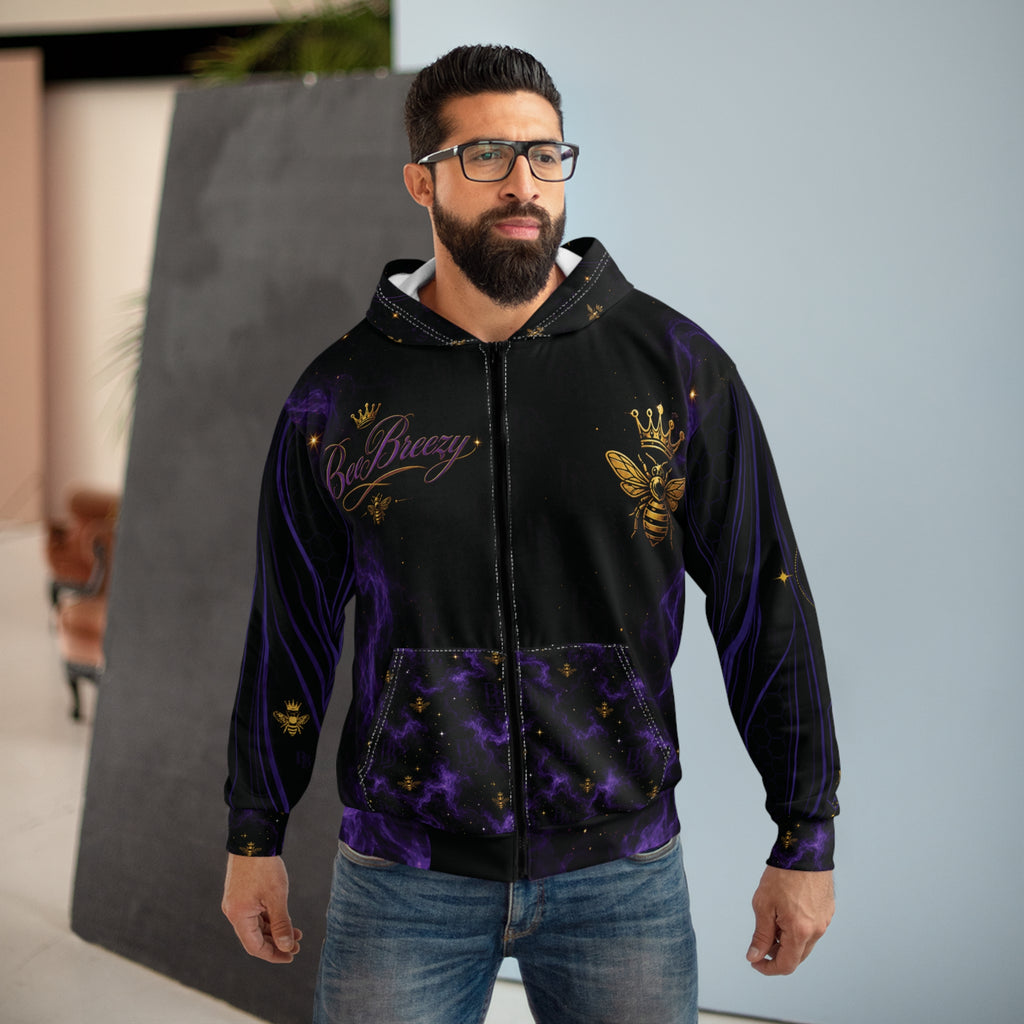 BeeBreezy Black Label Purple Storm Zip Hoodie – Unisex