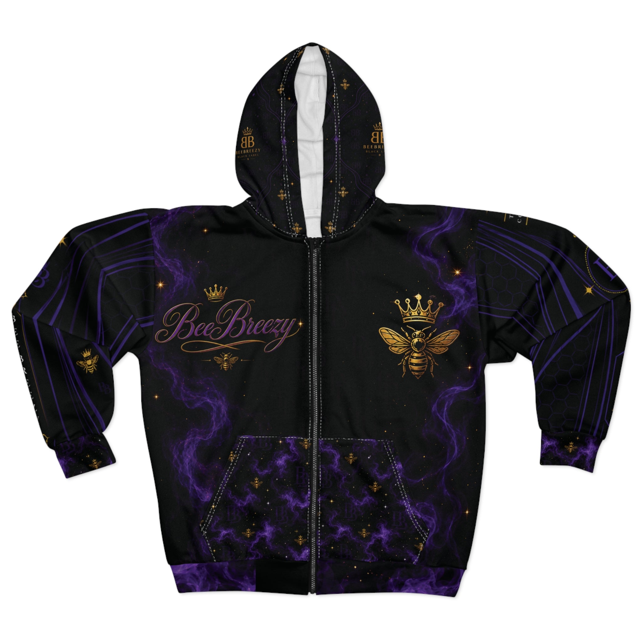 BeeBreezy Black Label Purple Storm Zip Hoodie – Unisex