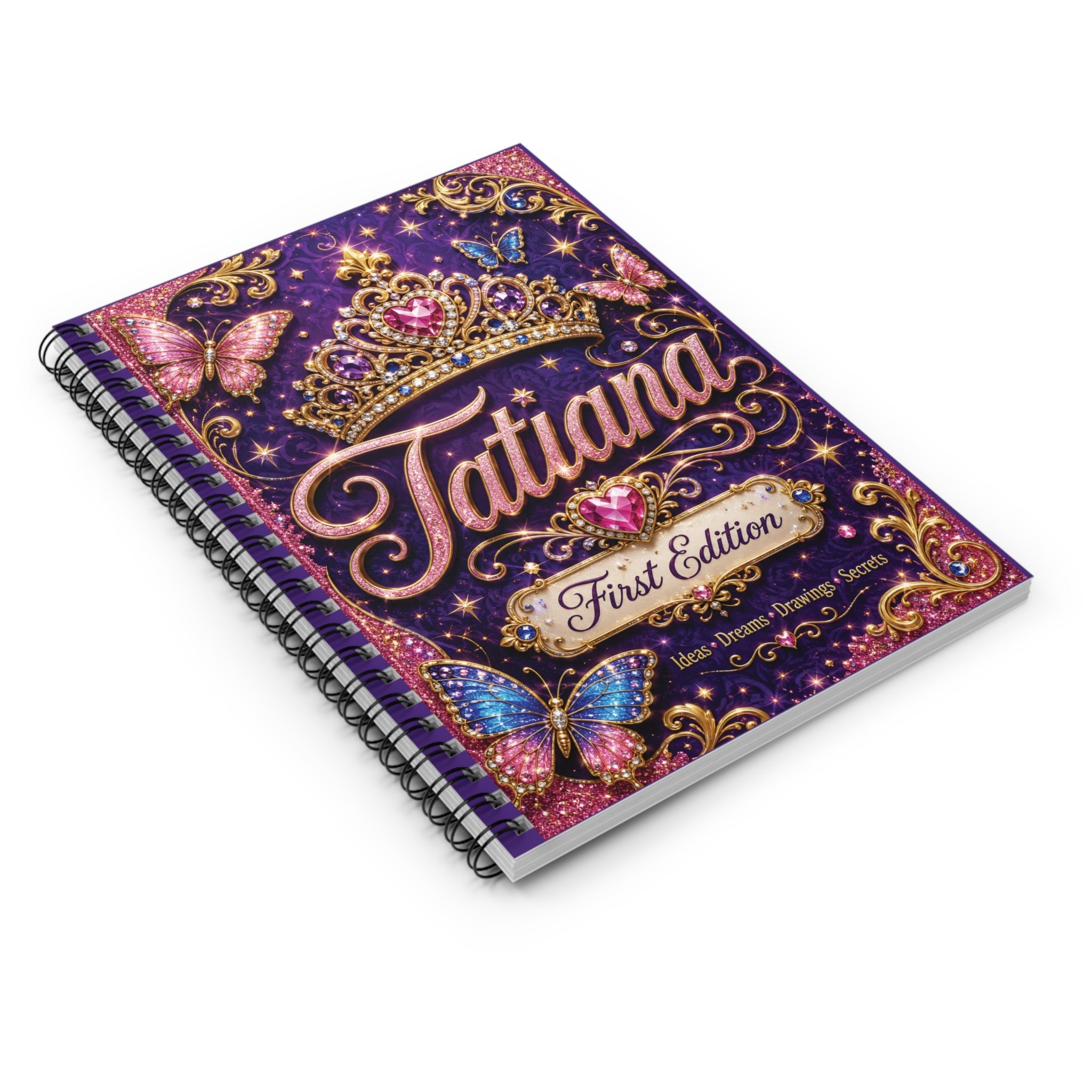 Personalized Princess Spiral Notebook — "First Edition" Custom Name Journal