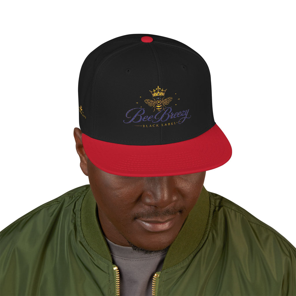 BeeBreezy Black Label Crowned Bee Embroidered Snapback Hat